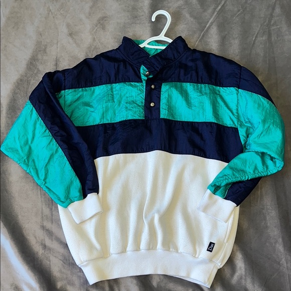 Dior Blue and Green Colorblock Sweater with Ribbed Cuffs
